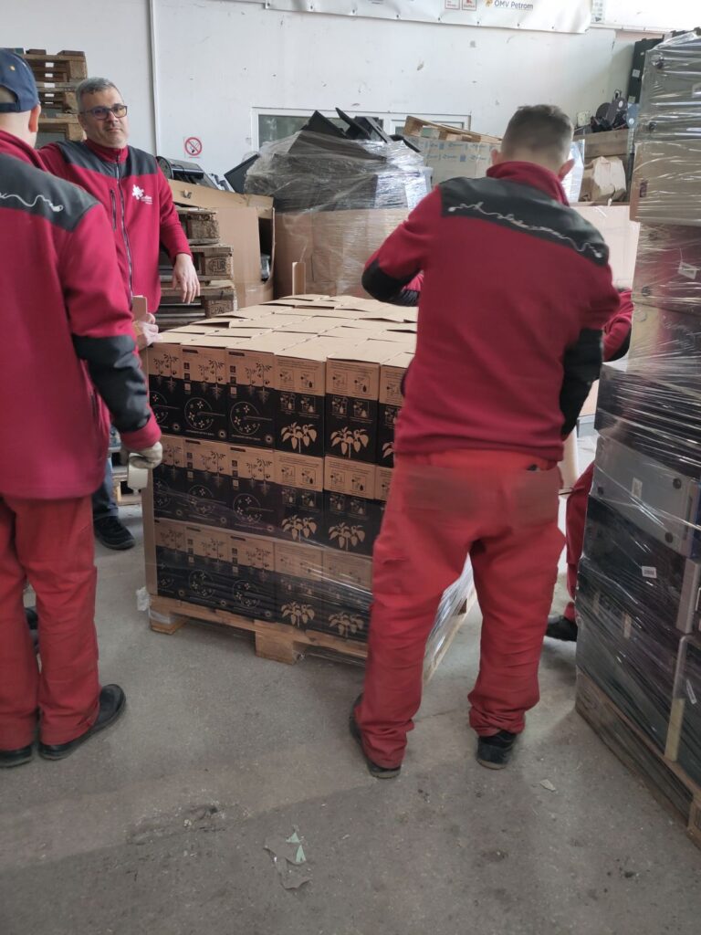 Lutoya team preparing a delivery — professional palletizing in warehouse